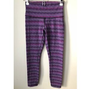 Lululemon • 6 • Leggings Purple Stripe High Times Crop